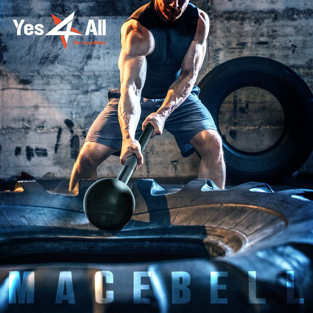 Yes4All Steel Mace Bell for Strength Training - Support Full Body, Muscles, Shoulder, Grips & Forearms Workouts to Rehabilitation, Stretching 5, 7, 10, 15, 20, 25, 30Lb for Woman & Man